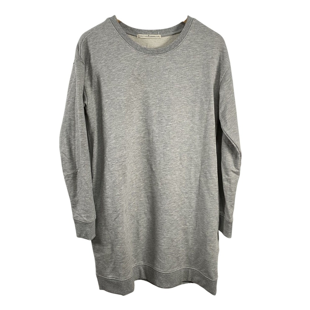 Peruvian Connection Womens Cotton Blend Long Sleeve Sweatshirt Dress size S Gray